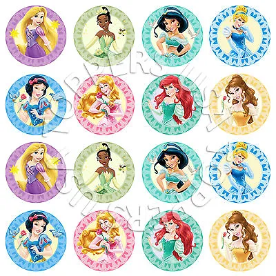 16x EDIBLE Disney Princess Assorted Cupcake Toppers Wafer Paper 4cm (uncut) • $5.99