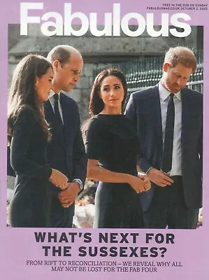 UK Fabulous Magazine Prince William Kate Harry Meghan Amanda Wakeley 2.10.22 • $14.49