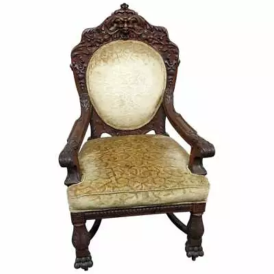 Renaissance Style Oak Throne Chair Attributed To Horner • $1249.95