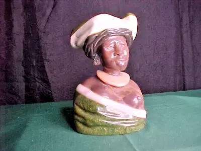 Vintage Hand Carved Verdite Stone Bust Of African Woman Semi-Nude Signed • $300