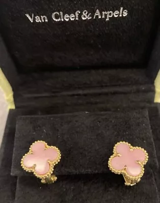 Van Cleef & Arpels Vintage Alhambra Pink Earrings • $6000