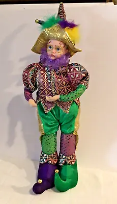 Mardi Gras 18  Standing Moveable Musical Jester Doll • $39.99