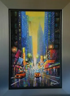 Mark BraverFramed Original  Painting Of  Midtown Manhattan Hand Signed With LOA • $1499.99