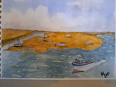 £36.55 • Buy Original Watercolour Art Painting Wells-next-the-sea Signed 2021 Seaside Norfolk