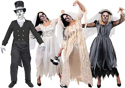 £22.99 • Buy Couples Halloween Costume Mens Womens Corpse Bride Groom Dead Ghost Fancy Dress