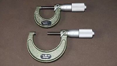 Mitutoyo 103-135 0-1  & 103-136 1-2  Friction Thimble Micrometer Set • $95