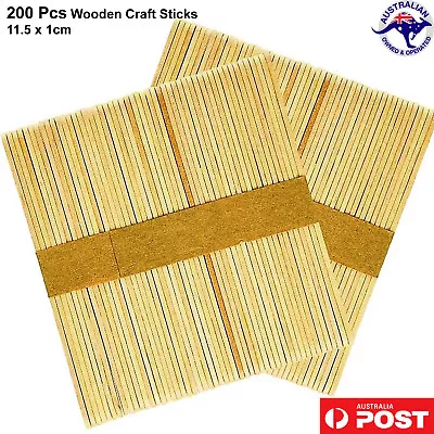 200 100 Wooden Craft Sticks Paddle Pop Popsicle Coffee Stirrers Ice Cream Stick  • $6.99