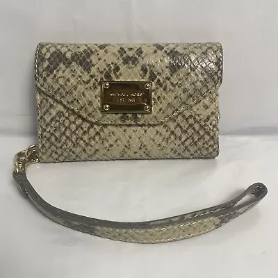 Michael Kors Wallet / IPhone Holder Wristlet Case Python Sneak Skin Leather • $19.99