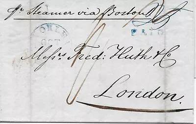 1842 Stampless Cover/Letter Fr New Orleans LA To London (by Steamer Via Boston) • $20