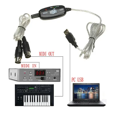 Keyboard To PC Adapter MIDI 5-Pin To USB Music Recording Converter Interface • $22.99