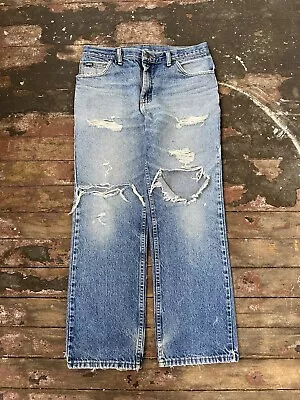 Vintage Distressed Lee Denim Jeans 33x29 Light Wash Men’s Holes Faded • $39.99