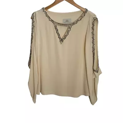 Madison Marcus Cold Shoulder Beaded Top • $40