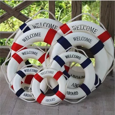 Welcome Aboard Nautical Life Ring Lifebuoy Boat Wall Hanging Home Decor 14~35CM • £3.79