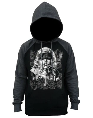 $27.99 • Buy Men's Marilyn Monroe Spade Pose Charcoal Raglan Hoodie Clover Gangster High Sexy