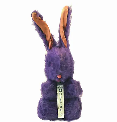 Vtg Easter Bunny Rabbit Musical 17” Plush Stuffed Toy Purple Orig Tag C1940s • $76.49