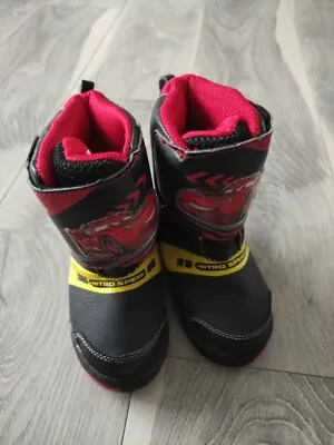 Disney Cars Size 7-8 Toddler Snow Boots Pixar Lightning McQueen Red Black Clean • $13