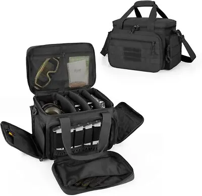 Tactical Gun Range Bag For 4HandgunsPistol Shooting Range Bag6X Magazine Slots • $46.99