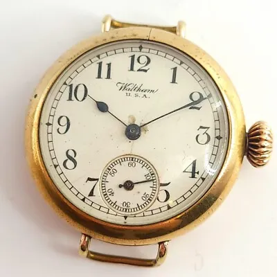 1925  Waltham Usa  Rolled Gold Trench Watch Antique Mens Wristwatch Vintage • £150