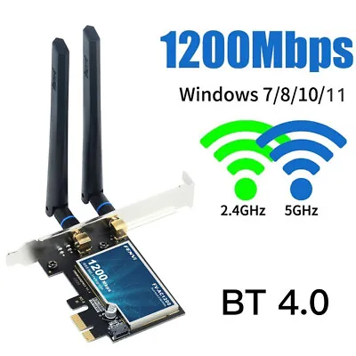Dual Band PCIE Wifi Bluetooth Card For Desktop 1200Mbps PCIE X1 Wireless Adapter • $11.29