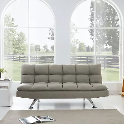 Living Room Padded 3 Seater Sofa Bed Cube Design Suite Fabric New Foam Wood Legs • £249.99