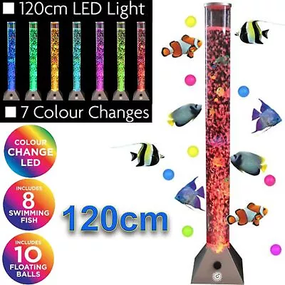 🔥120cm Colour Changing LED Sensory Mood Bubble Lamp Fish Water Tower Tube Floor • £59.75