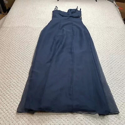 Mori Lee Blue Long Gown Maxi Dress Womens Small Bridesmaid Solid Chiffon Ladies • $24.99