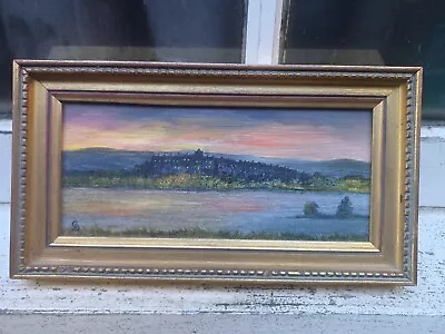 Vintage Artist C.b.summers 'sunset Over Rye' Framed Painting Oil On Board • £39.95