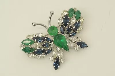 Authentic Christian Dior Gemstone Brooch Vintage SP Butterfly Jewelry Accessory • $499.99