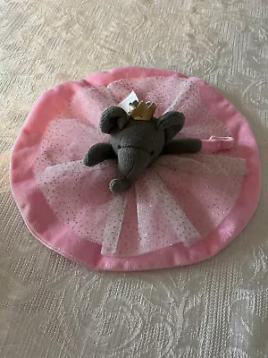 MUD PIE Pink PRINCESS ELEPHANT With ROUND SKIRT Pacifier Holder LOVEY PLUSH • $10