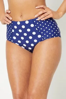 £7 • Buy STUDIO Navy Polka Dot High Waisted Bikini Bottoms  (FS127-4)