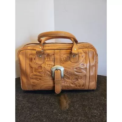 Purse /Southwest Style Embossed Leather Messenger Bag Vintage 1980 • $65
