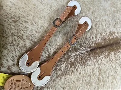 Men’s Size Pair Of Light Oil Leather Western Spur Straps Rawhide Ends • $9.95