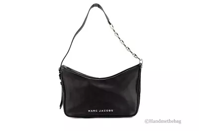 Marc Jacobs Tempo Small Black Smooth Leather Hobo Convertible Shoulder Bag Purse • $179