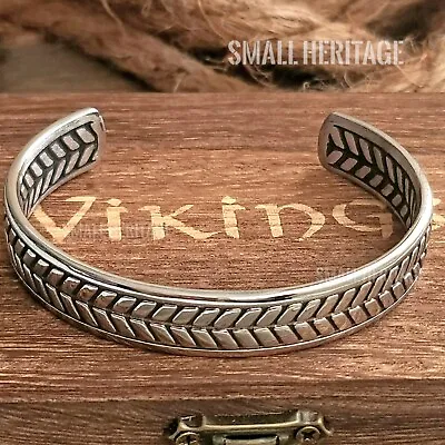 Twisted Bracelet Stainless Steel Open Cuff Wheat Style Viking Bangle Adjustable • $33.57