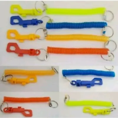 Keyrin Spring Coil (BN) Spiral Retractable Stretchy Key Ring Chain Clip Clasp • £3.98