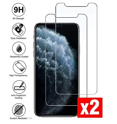 $7.99 • Buy 2x Tempered Glass Screen Protector For IPhone 14 13 12 11 Pro XS Max XR 8 7 Plus