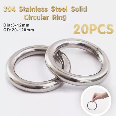 Stainless Steel 20* 304 Round Rings Heavy Duty Solid Metal O Ring Welded Circle • $14.13