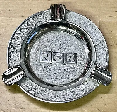 Vintage NCR National Cash Register Chrome Silver Cast Iron 6  Ashtray Dayton OH • $29.67