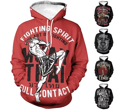 Mens Graphic Print Hoodie Sweatshirt Top Muay Thai Sports - Sizes Xs-6xl • $37.01