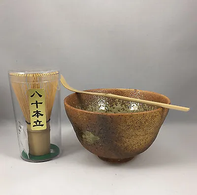 Japanese Sumifuki Matcha Bowl Bamboo Scoop Whisk Tea Ceremony Set Made In Japan • $34.95