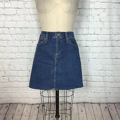 J Crew Women Skirt Jean Blue Denim Raw Hem Mini Classic Basic Stretch NWT Size 2 • $20