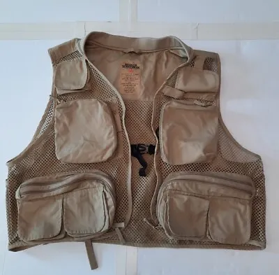 Master Sportsman Vintage Brown Fishing Hunting Vest Vented W Pockets Size 2XL • $7.50