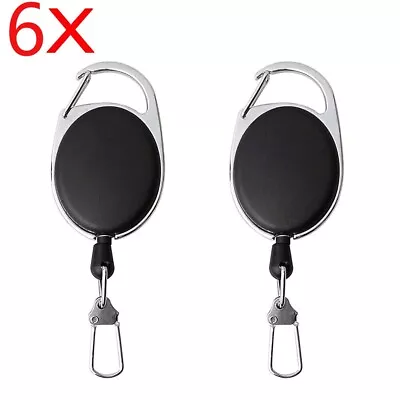 6Pcs Heavy Duty Retractable Key Chain ID Card Belt Clip Lanyard Extendable UK • £4.99