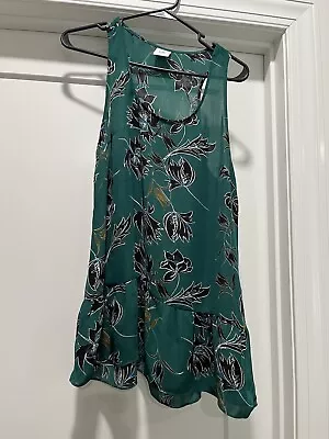 Cabi Women Tank Falling Flowers Green  Floral Pattern Flowy 3276 M Flaw • $21