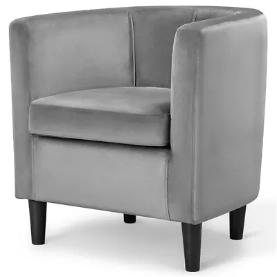 Tub Chair Accent Arm Chair Skin-friendly Velvet Club Chair For Living Room Gray • £44.99