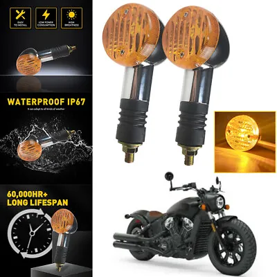 Pair Universal Amber Motorcycle Bike Brake Indicator Turn Signal Light Rear Lamp • £13.77