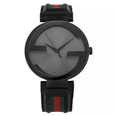 Gucci Interlocking G 42mm Steel PVD Black Dial Men Quartz Watch YA133206 • $499