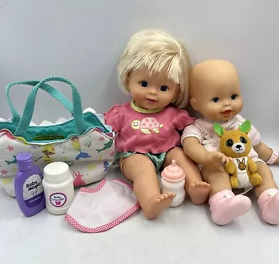 Fisher Price Mattel Little Mommy Lot 2 Dolls Bean Bag Body Viny/ Cloth So Sweet • $24