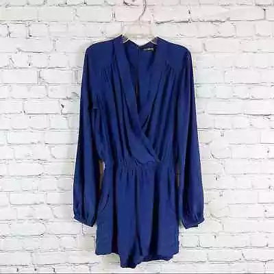 Alice + Trixie Blue Long Sleeve Silk Romper XS • $45