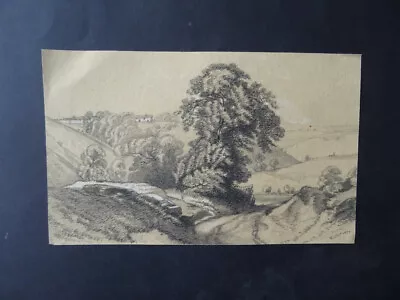 French School 1879 - A Hilly Wooded Landscape- Refined Charcoal Drawing • $19.99